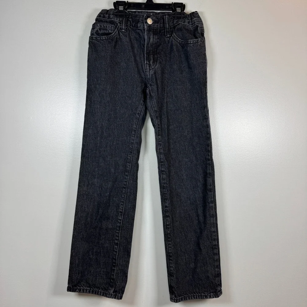 Gap Kids Boys 10 90s Original Straight Leg Black Jeans Faded Adjusted Waist‎